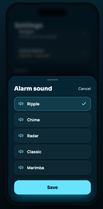 SipReceipt reminder sound picker on iPhone